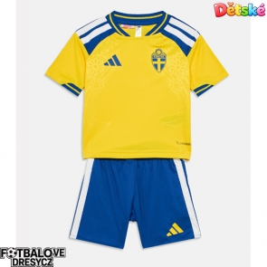 Švédsko Dětské Domácí dres komplet MS 2026 Krátký Rukáv (+ trenýrky)